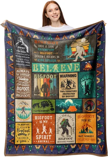 Regalos de Bigfoot, Regalos de Sasquatch para Hombres y Mujeres, Regalos de Escondite Manta Bigfoot, Regalos de Navidad y Cumpleaños para Amantes de