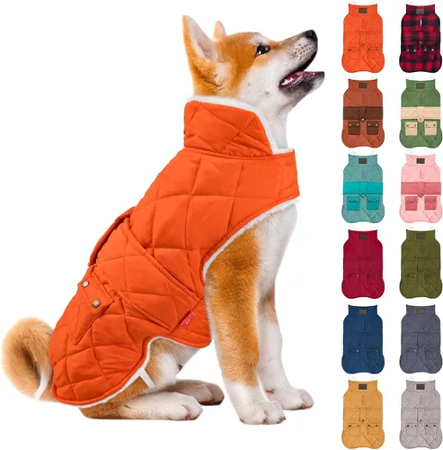 Miniatura 12 de KYEESE Abrigo para Perros Cálido Abrigo de Invierno Acolchado para Mascotas con Agujero para la Correa Chaqueta Suave para Perros con Bolsillo