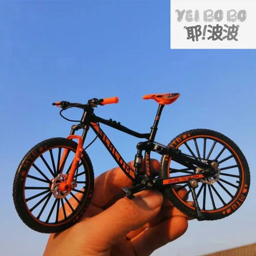 Miniatura 2 de Mini juguete de bicicleta de montaña cuesta abajo de aleación, modelo de bicicleta de dedo BMX fundido a presión para colecciones (negro/verde)
