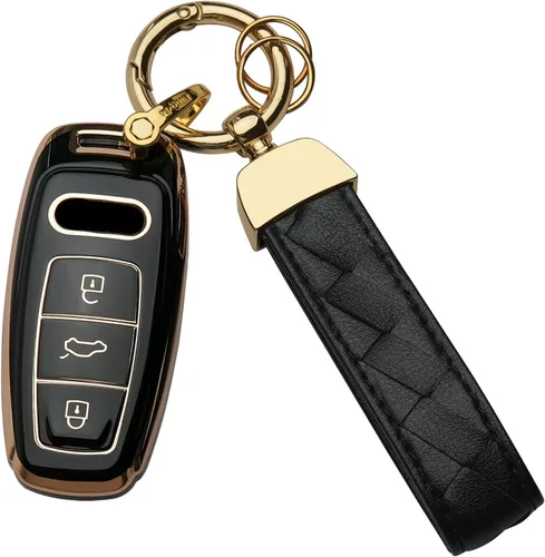 Funda para llavero Audi para Audi 2018-2022 A6 A7 A8 E-Tron Q8 SQ8, funda de llave inteligente, Negro