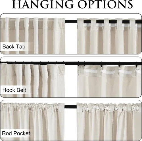 Miniatura 2 de StangH Cortinas de terciopelo beige para dormitorio de niños, elegante decoración del hogar con pestaña trasera y cinturón de gancho, cortinas