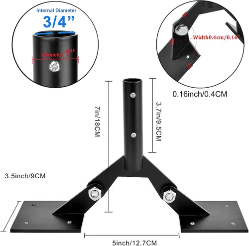 Miniatura 4 de Soporte de techo de acero para veleta de jardín con hardware, montaje de paletas ajustables para techos