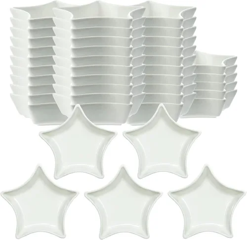 Miniatura 11 de SOCOSY Plato de cerámica multiusos en forma de estrella blanca para condimentos, platos para sushi, aperitivos, platos para servir platos