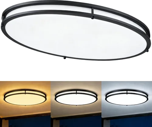 Miniatura 10 de Paquete de 2 Lámparas de Techo Negras, Lámpara de Techo LED de Montaje al Ras de 10 Pulgadas - Luces LED de Baño y Dormitorio Negro Mate