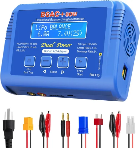Cargador de batería de equilibrio B6AC, B6 AC 80W Lipo cargador de equilibrio de batería 6A descargador, cargador de batería de coche RC para