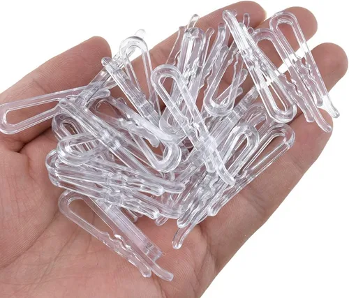 Miniatura 11 de HAHIYO 2 pulgadas/1.969 in 120 piezas de plástico transparente en forma de U pinzas de cocodrilo pinzas para ropa camisa clips plegables con dientes
