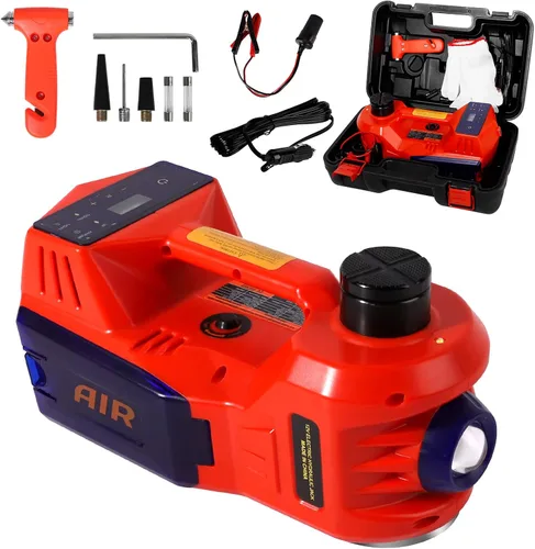 Miniatura 10 de TYAYT Kit de gato eléctrico para automóvil, gato hidráulico de 5 toneladas con bomba inflable incorporada, gato portátil de 12 V con luz LED