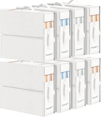 Miniatura 12 de DIMJ Organizadores de sábanas y almacenamiento de 6 unidades, soporte plegable para sábanas de lino, caja de almacenamiento para organización, juego