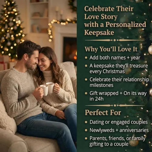 Miniatura 8 de Adorno personalizado para pareja con perro 2026 24 horas, grabado con láser, familia de 2 adornos de Navidad para árbol Regalo personalizado
