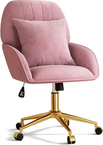 Miniatura 9 de Silla de escritorio para oficina en casa cómoda con ruedas ajustables y giratorias, silla moderna de terciopelo para maquillaje con respaldo y Blanco