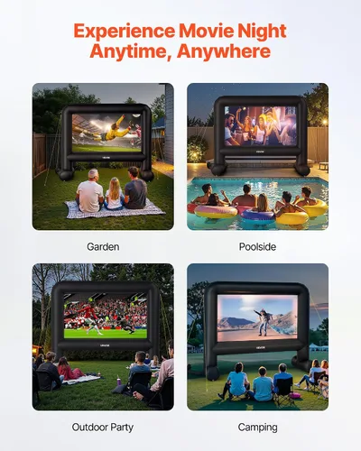 Miniatura 6 de VEVOR Pantalla de película inflable de 16 pies para exteriores, pantalla de proyector inflable con bolsa de almacenamiento portátil, proyección