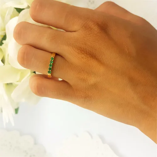 Miniatura 52 de Dazzlingrock Collection Anillo de boda redondo de 5 piedras preciosas o diamantes para mujer en oro macizo de 10 K/14 K/18 K