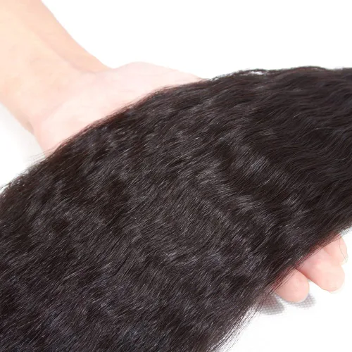 Miniatura 5 de Kerriana Paquetes de cabello humano lacio rizado, rizado lacio cosido 100% sin procesar brasileño 3 paquetes 10 pulgadas 12 pulgadas 14 pulgadas