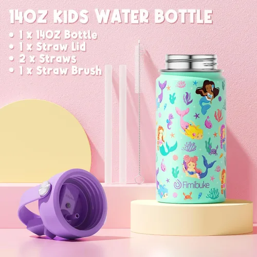 Miniatura 7 de Fimibuke - Lonchera Bento para Niños - Juego de Caja de Almuerzo Bento para Niños Pequeños con 3 Compartimentos, Botella de Agua de Acero A3.