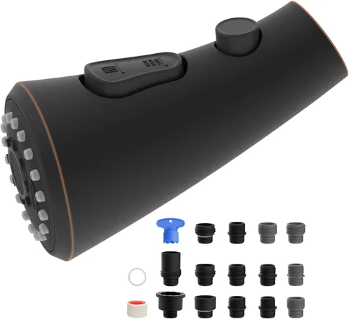 Miniatura 11 de Hibbent Cabezal rociador desplegable para grifo de cocina, boquilla rociadora de 3 funciones con 15 adaptadores, repuesto de cabezal de grifo