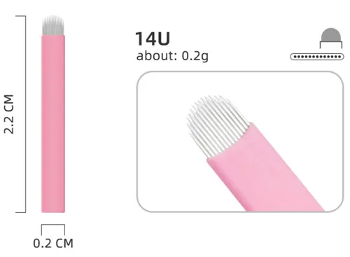 Miniatura 3 de XIAOYU 50 agujas desechables para microblading de cejas, cuchillas de maquillaje de microcuchillas de tatuaje para suministros de maquillaje
