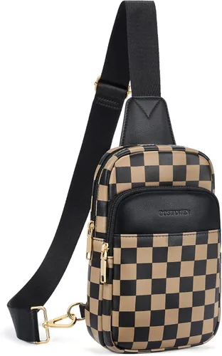 Miniatura 11 de BOSTANTEN Bolso bandolera acolchado, bolsos cruzados para mujer, bolso cruzado de cuero, riñonera con correa de guitarra ajustable
