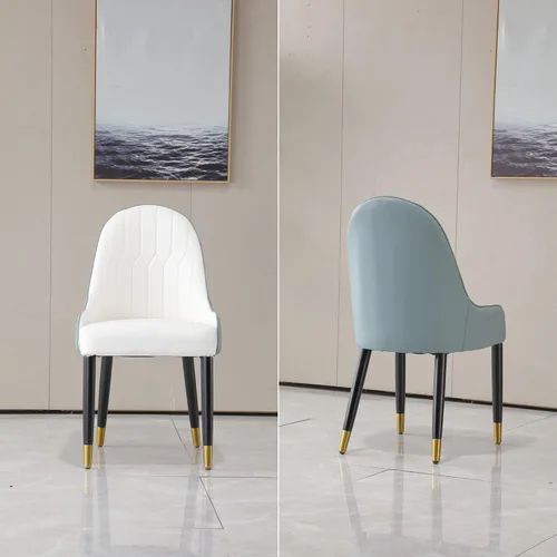 Miniatura 4 de Montary Juego de 2 sillas de comedor, modernas de piel sintética de mediados de siglo con patas de metal firmes y respaldo ergonómico para sala