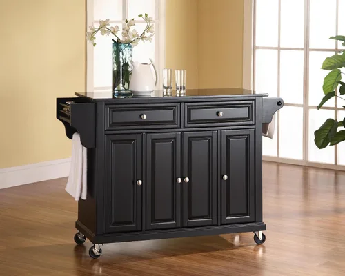Miniatura 4 de Crosley Furniture isla de cocina con ruedas, Madera, Negro