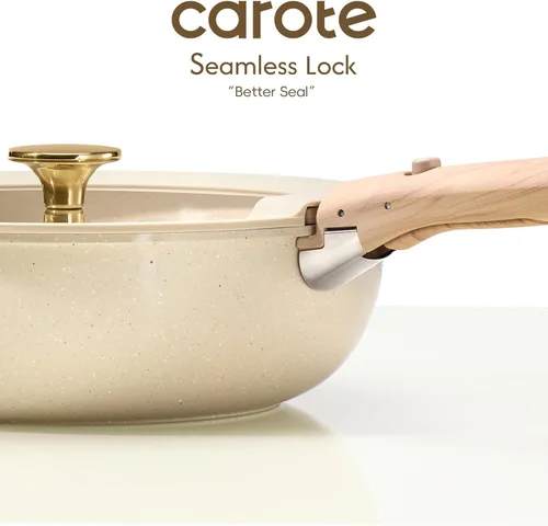 Miniatura 7 de CAROTE Juego de 25 piezas de utensilios de cocina de cerámica, juego de ollas y sartenes antiadherentes, juego de cocina para RV con asas