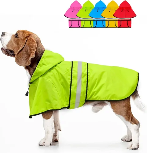 Miniatura 13 de Impermeable con Capucha para Perro de Moda con Agujero para Correa - Chaqueta Impermeable Reflectante para Perro Impermeables Ajustables para Perros
