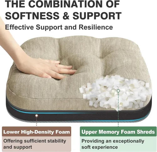 Miniatura 3 de Shinnwa Juego de 2 cojines para silla de comedor, cojines para silla de cocina de espuma viscoelástica de doble capa, almohadillas de asiento