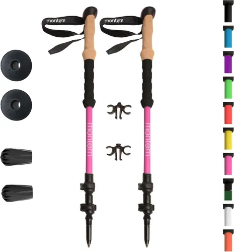 Miniatura 9 de Montem Bastones ultrarresistentes para trekking, caminatas y senderismo - Un par (2 bastones) - Plegables, ligeros, con bloqueo rápido, resistentes