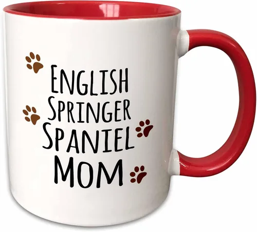 Miniatura 13 de 3dRose English Springer Spaniel Dog Mom - Taza de 11 onzas, color negro