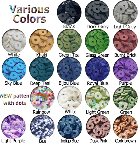 Miniatura 2 de Coiris - Cuentas de vinilo heishi ecológicas hechas a mano, de polímero/arcilla, de 6 mm. Cuentas espaciadoras para collar, pulsera aretes, joyería