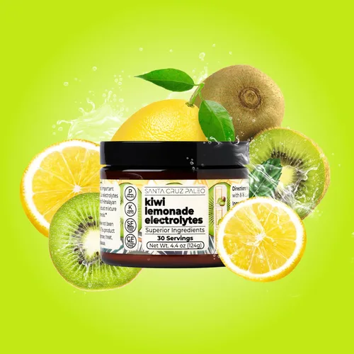 Miniatura 2 de Santa Cruz Paleo Polvo de electrolitos, sabor a limonada de kiwi, mezcla de bebida de hidratación sin azúcar con sal rosa del Himalaya, sal marina