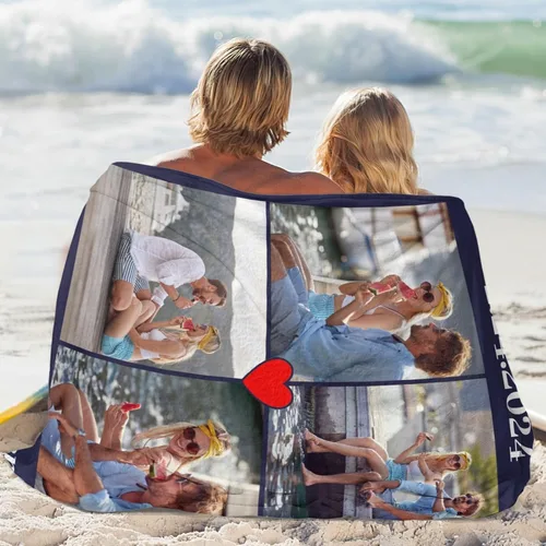 Miniatura 5 de Artsadd Manta personalizada con collage de texto fotográfico, manta de fotos personalizada para hombres, mujeres, él o ella, manta personalizada