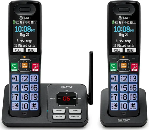 Miniatura 20 de AT&T Teléfono inalámbrico DECT 6.0, 3 auriculares, bloqueador de llamadas inteligente, conexión Bluetooth a celda, contestador automático, pantalla