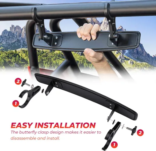 Miniatura 6 de KEMIMOTO Espejo retrovisor UTV, espejo retrovisor convexo central de 15" para UTV de carreras con abrazaderas de 3/4 1.75" o 2" Compatible