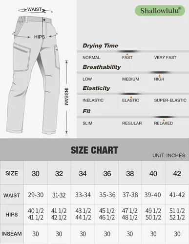 Miniatura 6 de Shallowlulu Pantalones cargo de senderismo para hombre de secado rápido ligeros resistentes al agua transpirables pantalones de trabajo para hombres