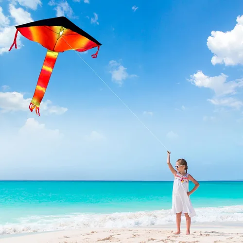 Miniatura 5 de Joyin 3 cometas Delta para adultos y niños, cometa multicolor fácil de volar con cuerda de 262.5 pies, juguetes grandes de playa para actividades