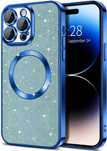 Miniatura 13 de Hython Funda para iPhone 13 Pro Max con purpurina, fundas magnéticas transparentes para teléfono con protector de lente de cámara