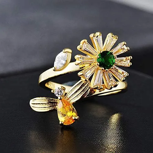 Miniatura 4 de Vanski Fashion - Anillo ajustable para mujer, diseño de circonio cúbico, antiansiedad, anillo de compromiso, boda