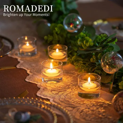 Miniatura 3 de Romadedi Portavelas transparente, mesa votiva de cristal, pequeña decoración de boda, centro de mesa, velas de té flotantes para fiesta de Navidad