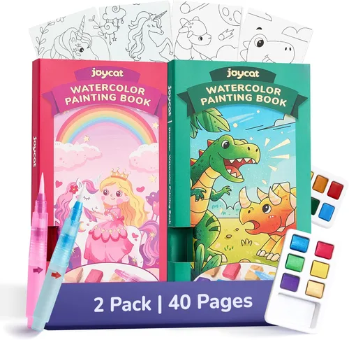 Miniatura 12 de JoyCat Paquete de 2 libros de pintura de bolsillo con agua para colorear para niños, juego de juguetes de actividades de arte y manualidades, kit