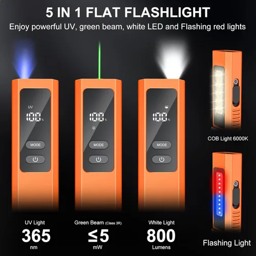 Miniatura 2 de Linterna plana 5 en 1 PRO EDC, recargable de 800 lm de luz blanca LED, LT010 luces de bolsillo portátiles con imán para emergencia al aire libre