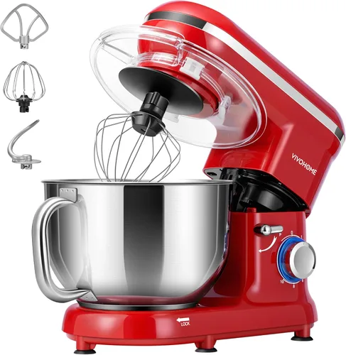 Miniatura 12 de VIVOHOME - Batidora de mesa de 660 W, 10 velocidades, 6 cuartos de galón, mezclador eléctrico de cocina con cabezal basculante, batidor, gancho