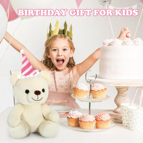 Miniatura 4 de Oso de peluche blanco suave para niños de 3 a 9 pulgadas, lavable a máquina y ojos seguros, regalo de graduación de cumpleaños preescolar para niños