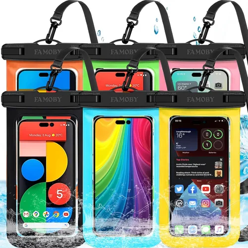 Miniatura 10 de Paquete de 5 bolsas impermeables universales para teléfono de hasta 8.3 pulgadas, bolsa seca impermeable para teléfono, nivel de protección: IP68