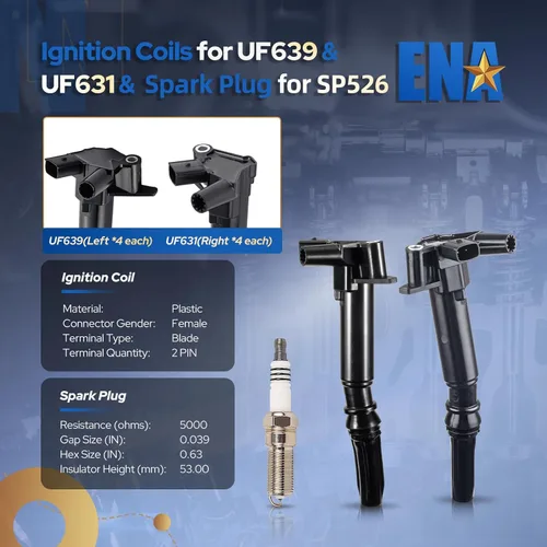 Miniatura 2 de ENA Juego de 8 bobinas de encendido, 16 bujías platino compatibles con Ford F150 2010-2014, F250 F350 2011 2012 2013 2014 2015 2016 2017 Super Duty