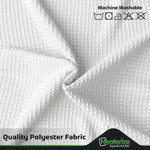 Miniatura 6 de NEATERIZE Cortina de ducha blanca – Cortinas de ducha estilo hotel para baño con diseño de gofre, 36 x 72 pulgadas – Cortina de ducha de tela blanca