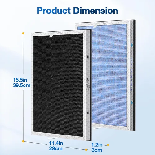 Miniatura 5 de Paquete de 2 filtros de repuesto HEPA MSA3/MSA3S compatibles con Membrane Solutions MSA3 y MSA3S, filtro HEPA de 3 etapas White-2 Pack