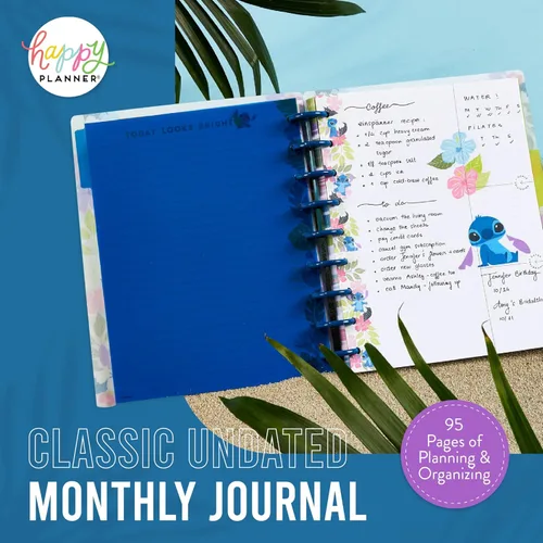 Miniatura 2 de Happy Planner - Agenda Disney Aloha Stitch, planificador de cuaderno Lilo and Stitch para la escuela y el trabajo, sin fechas, diario y mensual