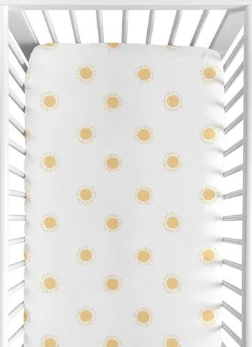 Miniatura 7 de Sweet Jojo Designs Mini sábana bajera para cuna para bebé (blanco y amarillo bohemio) para niñas o niños, guardería de recién nacidos/bebés, patios