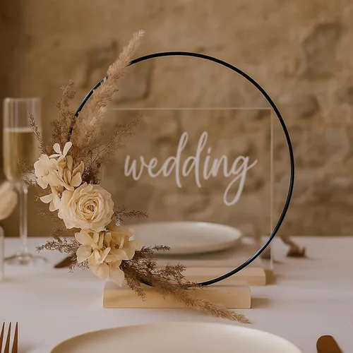 Miniatura 9 de Paquete de 10 aros florales negros con soporte, anillos de metal de 12 pulgadas para centros de mesa, decoración de mesa, manualidades, anillos
