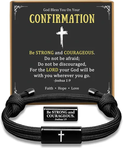 Miniatura 12 de PEALICIOUS Pulsera de cruz para hombre como regalo de San Valentín, fútbol, béisbol, Joshua 1 9, pulsera de cruz de baloncesto filipenses 4:13